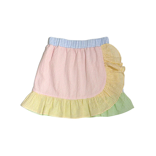 RUFFLE SKIRT patchwork vichy - multicolor