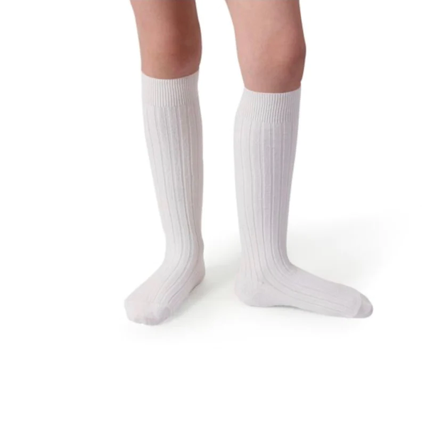 La Haute - Ribbed Knee-high Socks - 908 - Blanc Neige